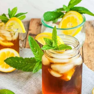Raspberries Sweetened Iced Tea